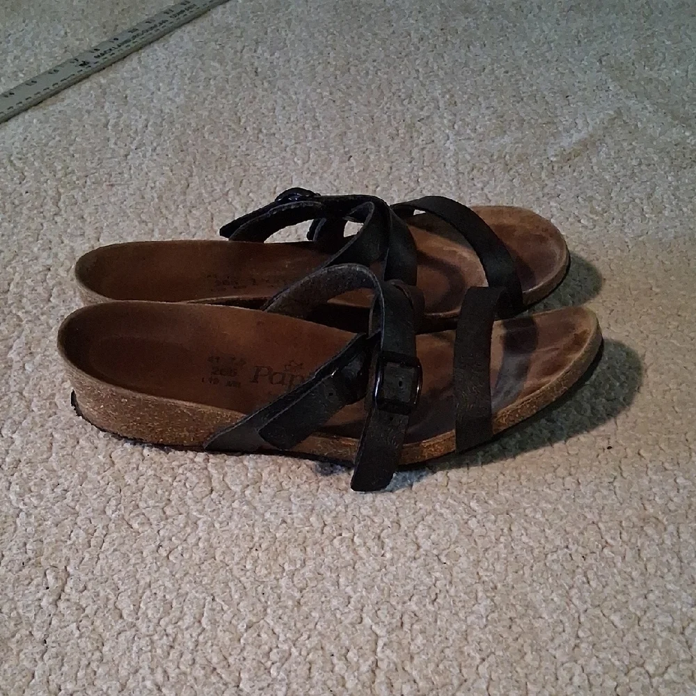 Papillio By Birkenstock Dark Black & Brown Buckle Sandals
